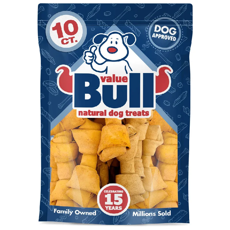 ValueBull USA Rawhide Dog Bones, Premium Thick Cut, 6 Inch, Natural Chicken Flavor, 10 Count