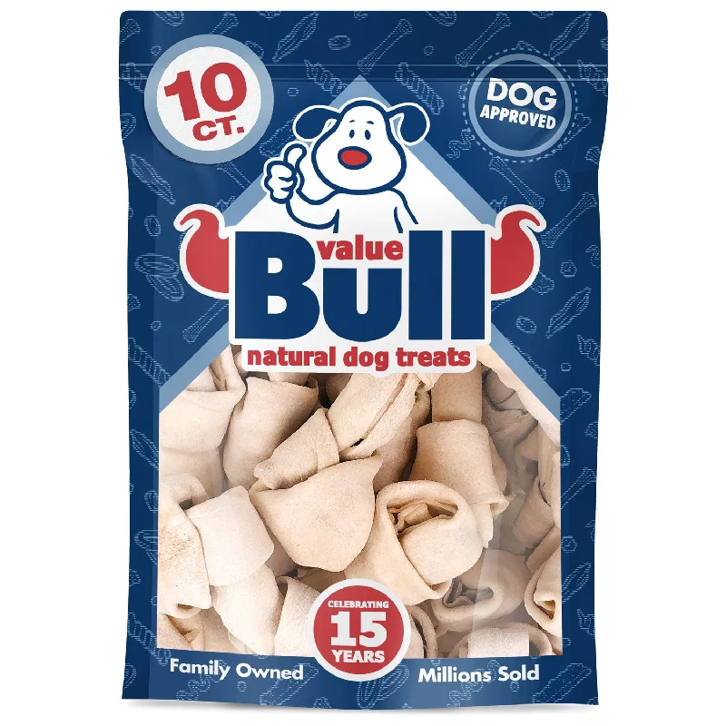 ValueBull USA Rawhide Dog Bones, Premium Thick Cut, 6 Inch, Natural Beef Flavor, 10 Count