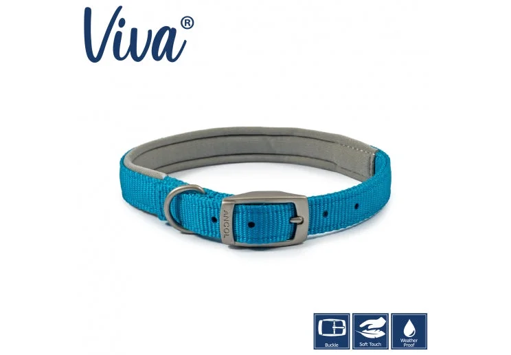 Ancol - Viva Nylon Padded Buckle Collar - Blue - Size 4 (35-43cm)