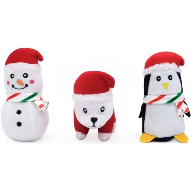 Zippy Paws Holiday Miniz Festive Animals Dog Toys - 3 Pack